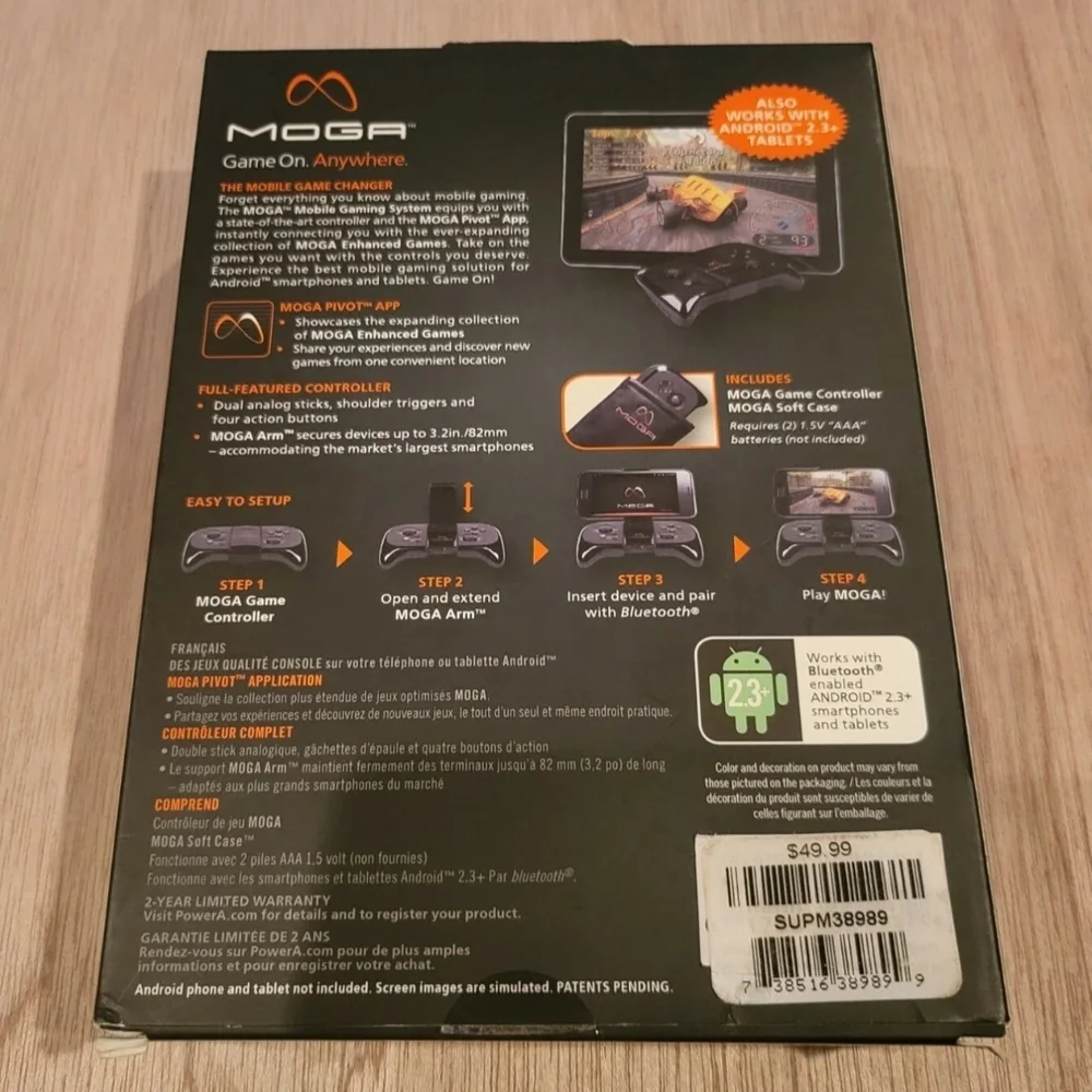 MOGA Mobile Gaming System Bluetooth Android 2.3+ Game On Anywhere 2012.